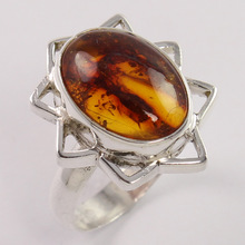 BALTIC AMBER Oval Gemstone Ring, Gender : Men's, Unisex, Women's