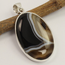 Sunrise Jewellers BLACK AGATE Gemstone pendant