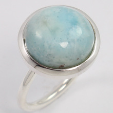 LARIMAR Sterling Silver Gemstone Ring, Gender : Men's, Unisex, Women's