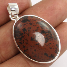 MAHOGANY OBSIDIAN Oval Gems Pendant, Color : Red