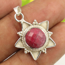 RUBY Checker Faceted Gemstone Pendant, Color : Pink