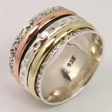 Sunrise Jewellers THREE TONE Spinner Ring, Color : Silver