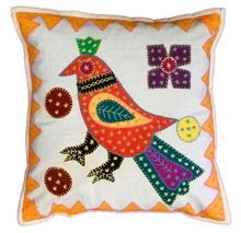 Embroidered APPLIQUE WORK CUSHION COVER, Technics : Handmade