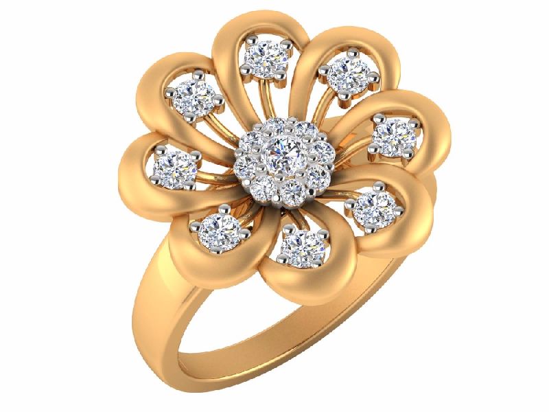 Diamond Gold Floral Rings, Occasion : Anniversary, Engagement, Gift, Party, Wedding