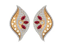 Diamond Pave Set Marquise Ruby Stone Earrings
