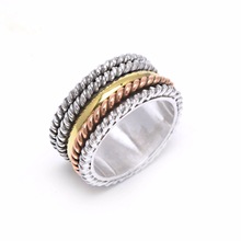 Multi Color Oxidised Silver Band Ring