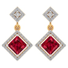  Princess Ruby Gemstone Earrings