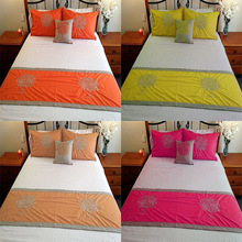 Cotton Luxury Embroidered Bed Runner, for Hotel, Feature : Durable