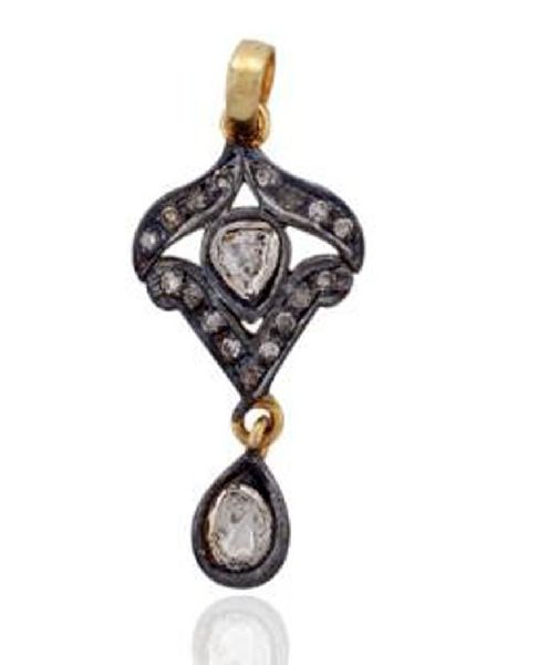 G6940 Sterling Silver Rose Cut Polki Diamond Pendant