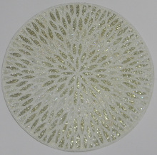 RE Fabric 100% Polyester glass beaded leafy placemats