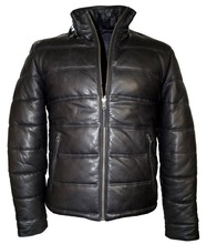 Men's Down Leather Jacket, Technics : Quilted Puffed