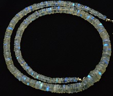 The Sparkles Moonstone Faceted Heishi beads, for Jewelry Making, Color : Milky white with blue fire
