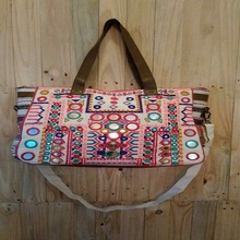 BANJRARA EMBROIDERY MIRROR TOTE BAG, for Outdoor, Size : Customized Size