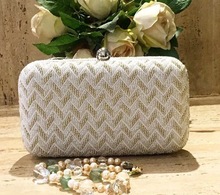 Beaded Metal Frame Clutch handbag, for Outdoor, Size : Customized Size