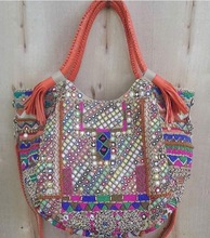 Unique Elegant Embroidery Hand bag, for Outdoor, Size : Customized Size