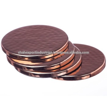 Copper plated coaster plate Round set, Feature : Stocked
