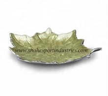 Green Enamel Coated Leaf Dish