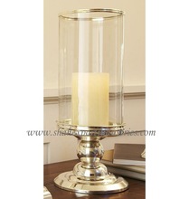 Metal candle holder hurricane with glass