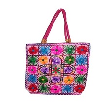 Traditional Brocade Sari Kantha tote bag