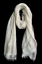 Hand Knitted White silk scarf, Style : Plain