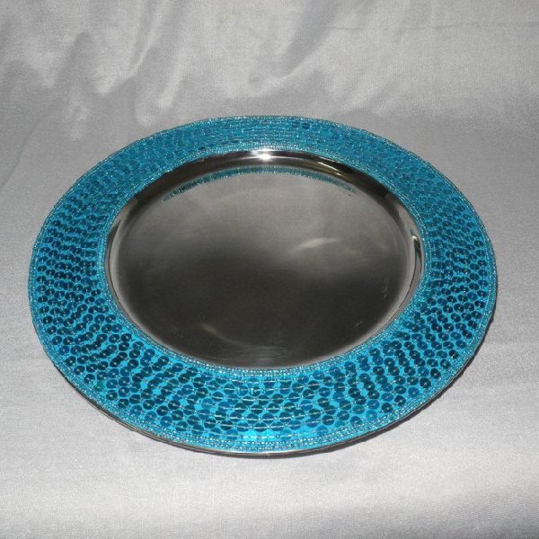 Round Metal Clear Beaded Charger Plates