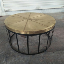 Aviator Round Coffee Table with Copper Finish,