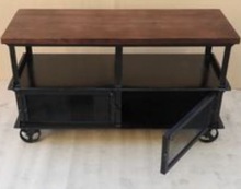 Metal Industrial console wheel Table