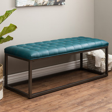 Metal Bench with Leather Seat