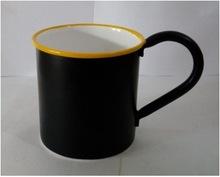 Iron Metal Enamel Cup, Color : Black