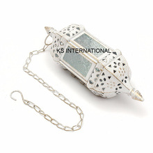 Metal Moroccan Lantern, Color : White