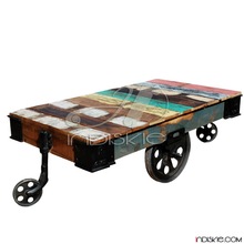 Rustic Reclaimed Wood Rolling Cart