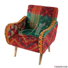 Upholstered Chair Kantha Fabric Vintage
