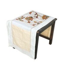 Floral embroidered dining table runner, for Home, Hotel, Pattern : Hand Made