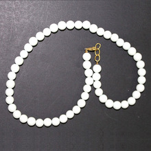 silver gold plated white jade gemstone beads necklace