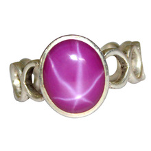 Silver Pink Star Sapphire Ring