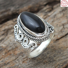 Black onyx gemstone ring