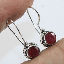 Royal ruby gemstone silver earring