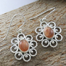 High Polish Sun stone gemstone earring, Occasion : Anniversary, Engagement, Gift, Party, Wedding