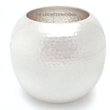 Silver hammered round flower pots, Size : STANDARD