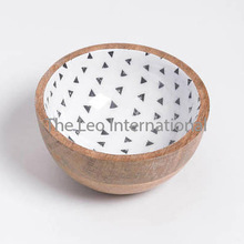 ROUND Metal Wooden Enamel Bowl