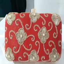 Genuine Leather Red Bridal Clutch Handbags