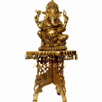 Brass Chowki With Ganesha
