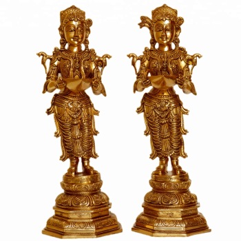Metal Deep Lakshmi Statue Pair