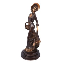 Sculpture Lady with basket metal brass, for Decoration Gift, Technique : Moulding