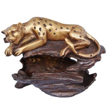 Tiger Sitting on tree with under basket metal brass statue
