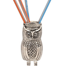 Store Indya Metal Pencil Pen Holder, Shape : Owl Shape