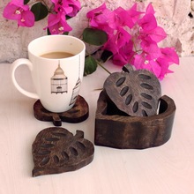 Wooden Tea Coaster Holder Set