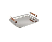 Wood Stainless Steel Serving Tray