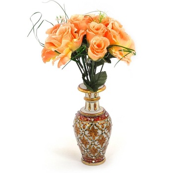 GREENTOUCH CRAFTS Meenakari Marble Flower Vase