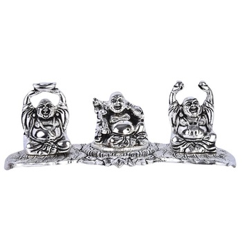 White Metal laughing buddha set